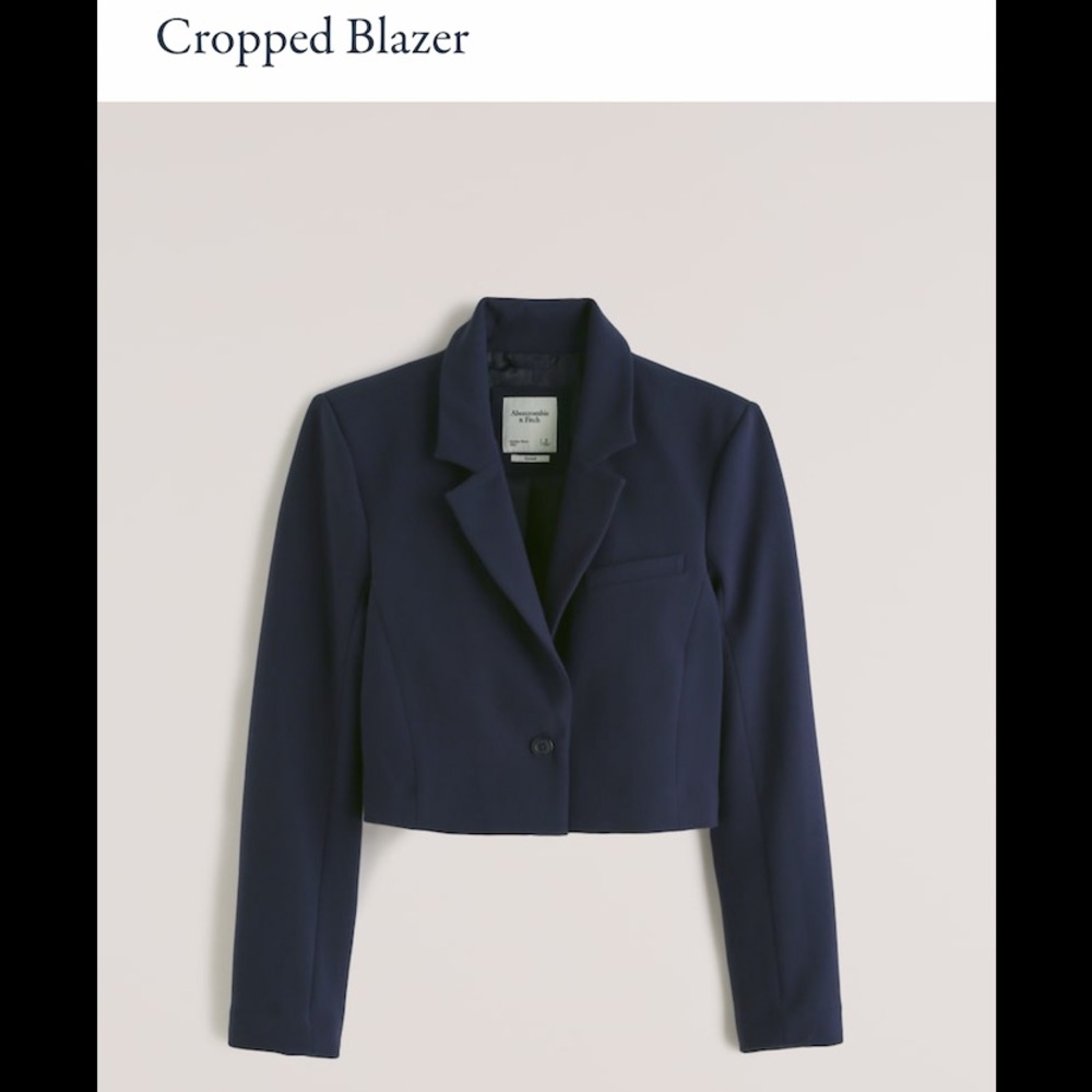 NWT❗️A&F Navy Blue Cropped Tailored Blazer